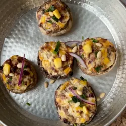 Gevulde champignons, gemaakt in de Cosori Dual Blaze