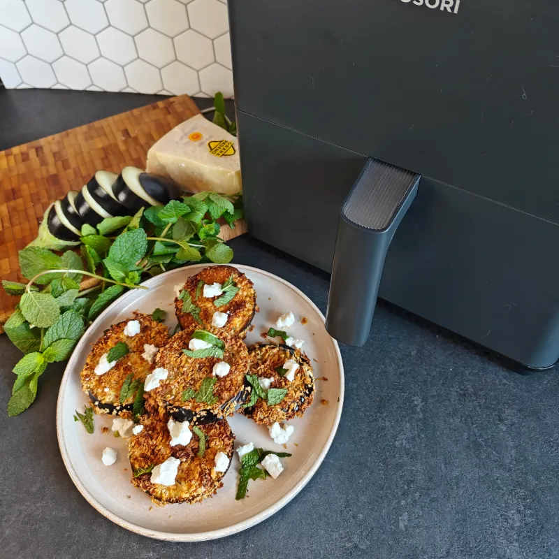 Krokante aubergine, gemaakt in de Cosori Dual Blaze
