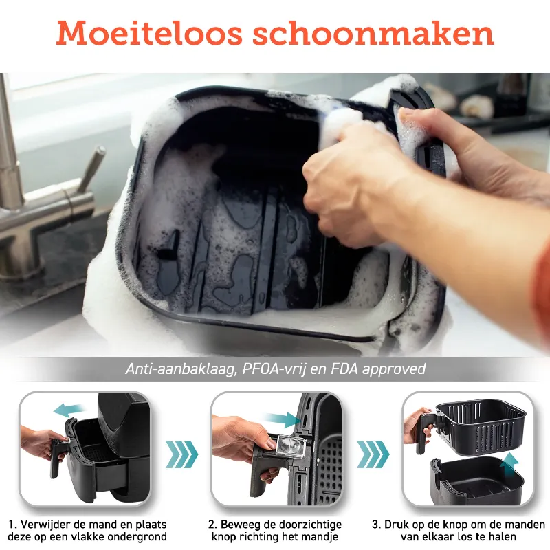 Cosori XL airfryer vaatwasbestendig en anti-aanbaklaag Cosori XL airfryer vaatwasbestendig en anti-aanbaklaag