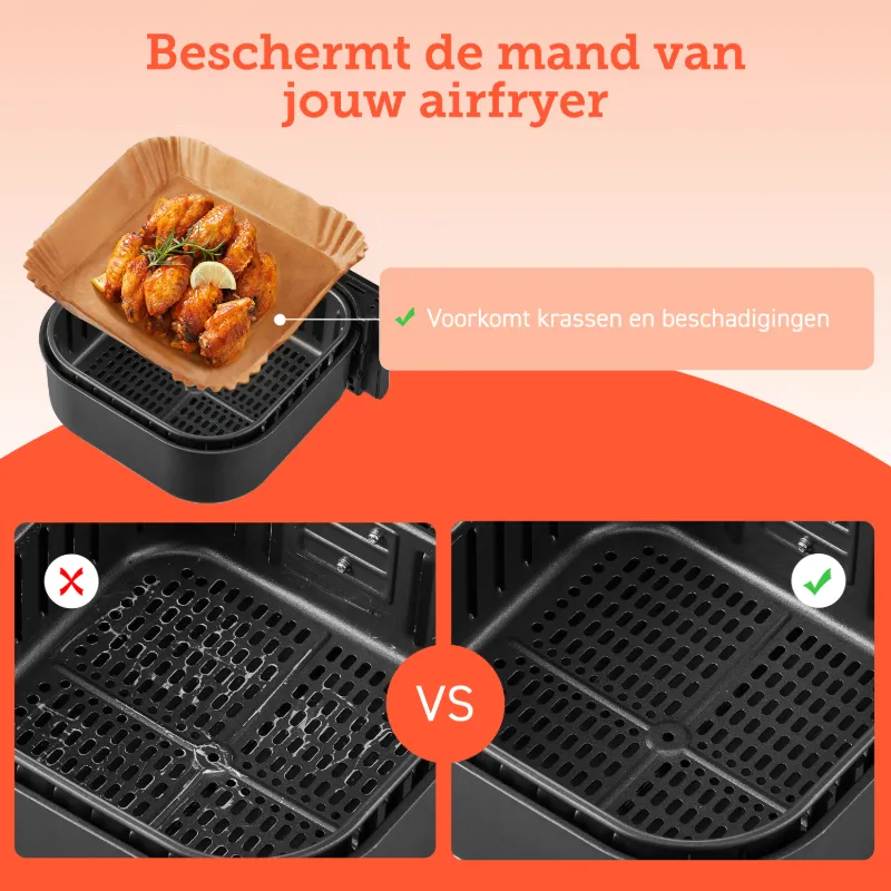 Cosori bakpapier beschermt de mand van jouw airfryer