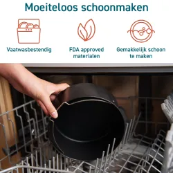Cosori Airfryer accessoireset gemakkelijk schoonmaken door de vaatwasbestendige onderdelen en anti-aanbaklaag