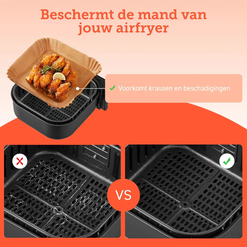 Bescherm de mand van jouw Cosori airfryer door middel van de bakpapier bakjes