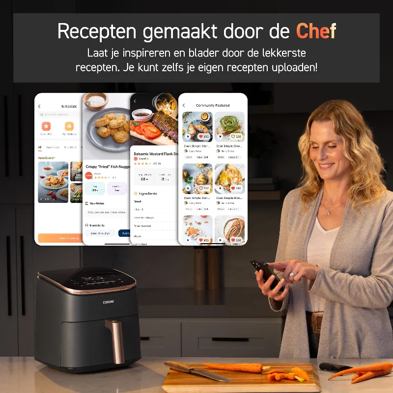 Cosori XL TurboBlaze heteluchtfriteuse met honderden recepten in de VeSync app Cosori XL TurboBlaze heteluchtfriteuse met honderden recepten in de VeSync app