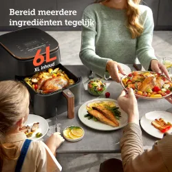 Cosori XL TurboBlaze heteluchtfriteuse geschikt voor het bereiden van meerdere ingrediënten tegelijk Cosori XL TurboBlaze heteluchtfriteuse geschikt voor het bereiden van meerdere ingrediënten tegelijk