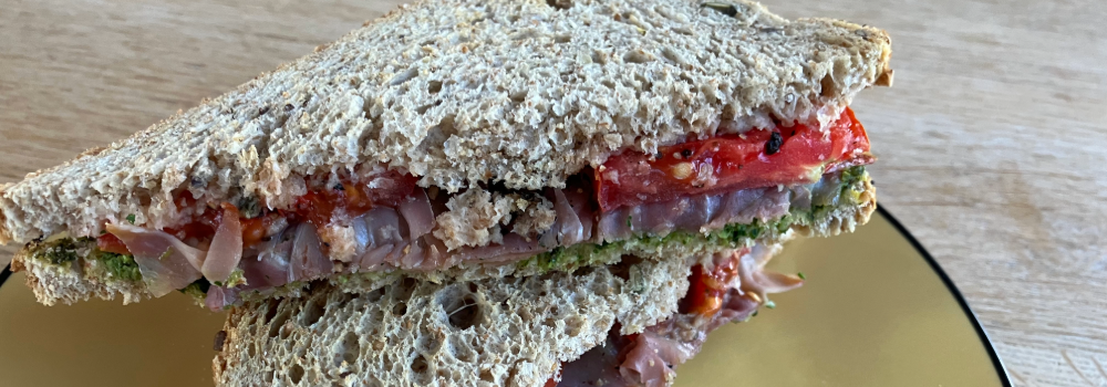 Close up van de Italiaanse croque